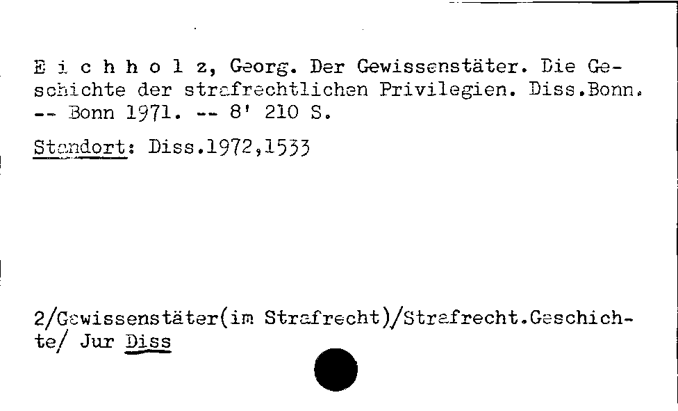 [Katalogkarte Dissertationenkatalog bis 1980]