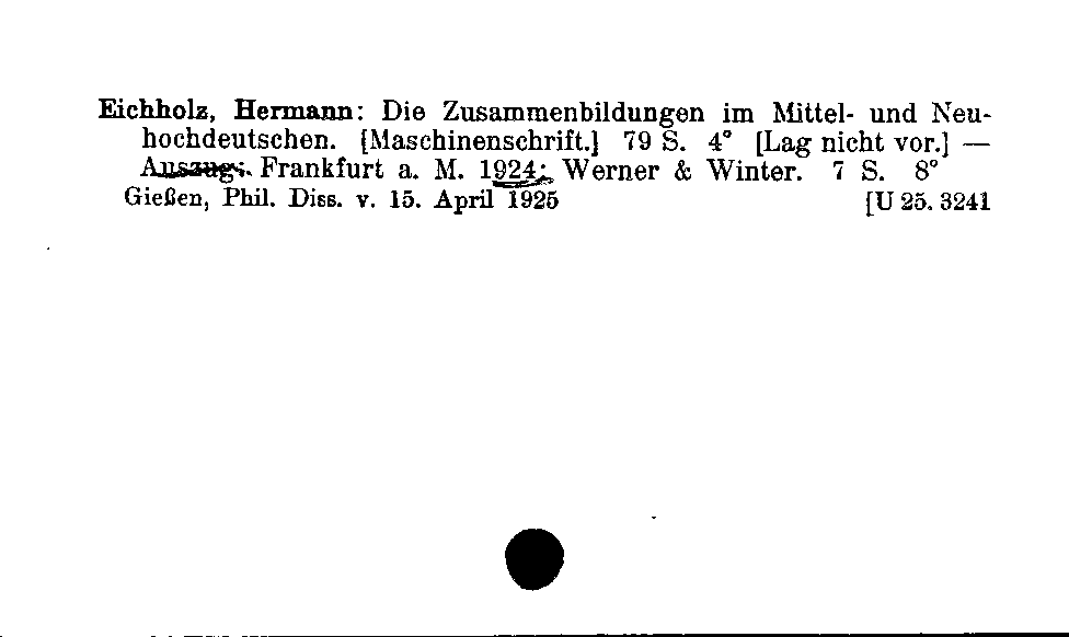 [Katalogkarte Dissertationenkatalog bis 1980]