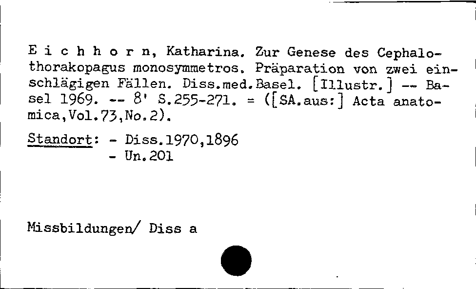 [Katalogkarte Dissertationenkatalog bis 1980]