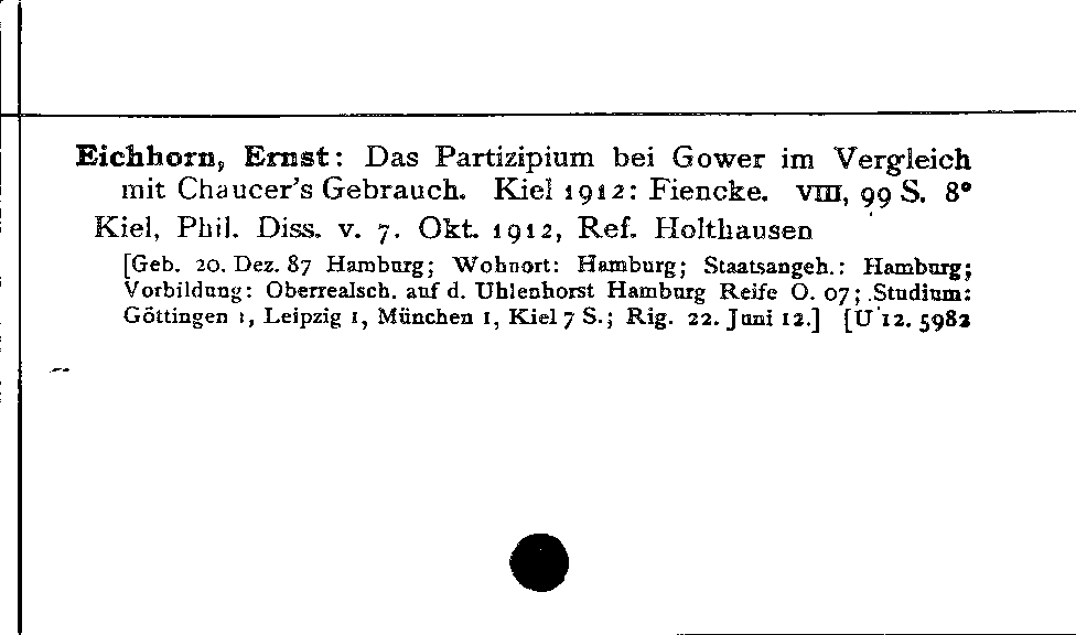 [Katalogkarte Dissertationenkatalog bis 1980]