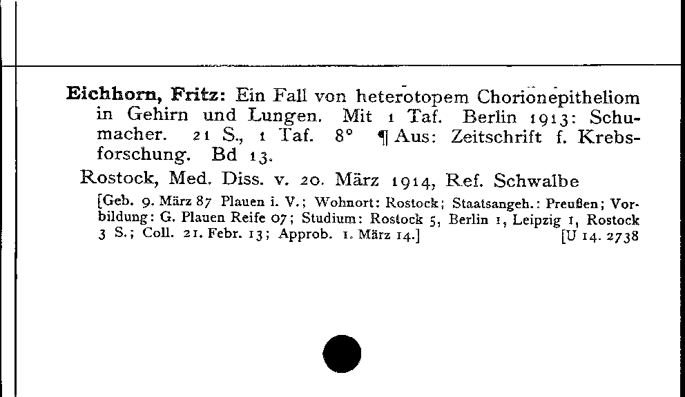 [Katalogkarte Dissertationenkatalog bis 1980]