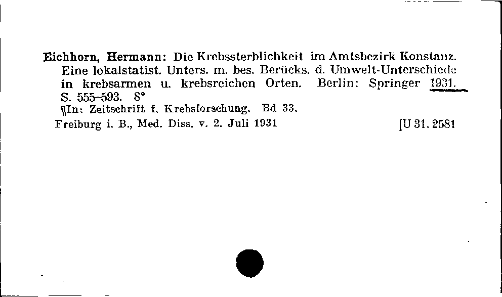 [Katalogkarte Dissertationenkatalog bis 1980]