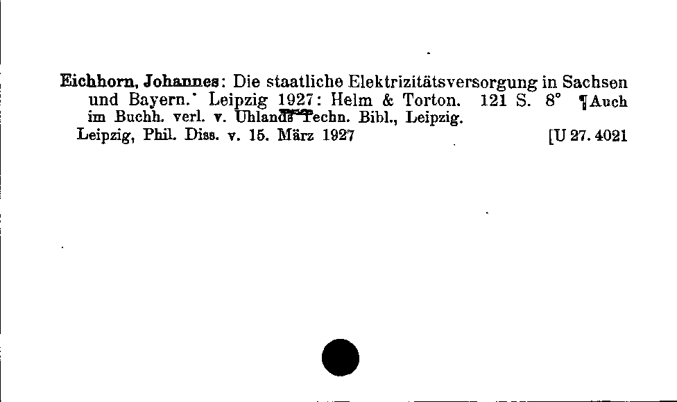 [Katalogkarte Dissertationenkatalog bis 1980]