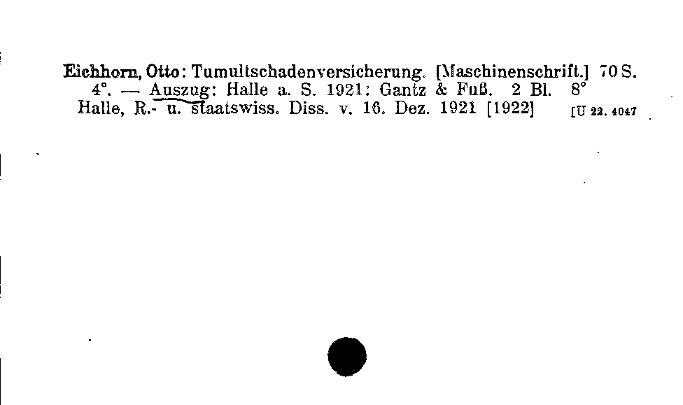 [Katalogkarte Dissertationenkatalog bis 1980]