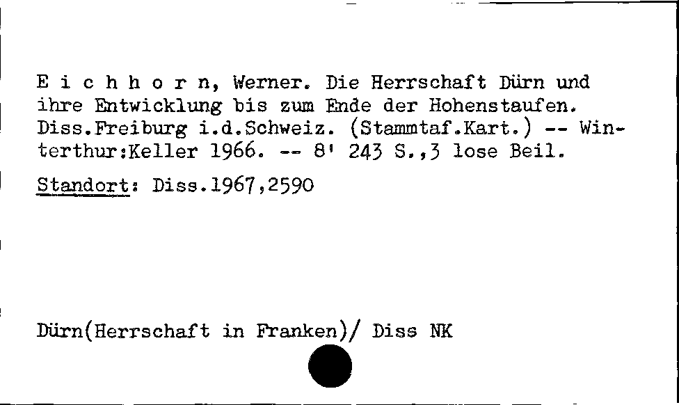 [Katalogkarte Dissertationenkatalog bis 1980]