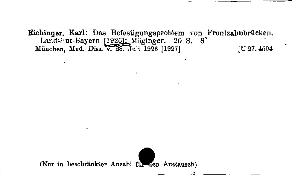 [Katalogkarte Dissertationenkatalog bis 1980]