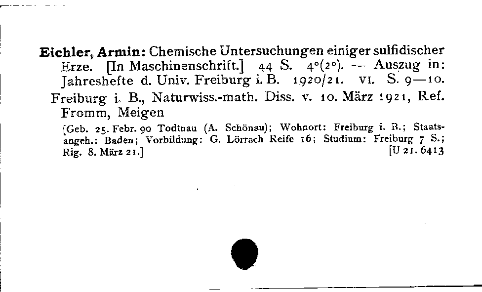 [Katalogkarte Dissertationenkatalog bis 1980]
