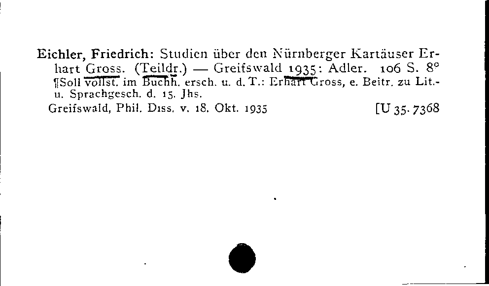 [Katalogkarte Dissertationenkatalog bis 1980]