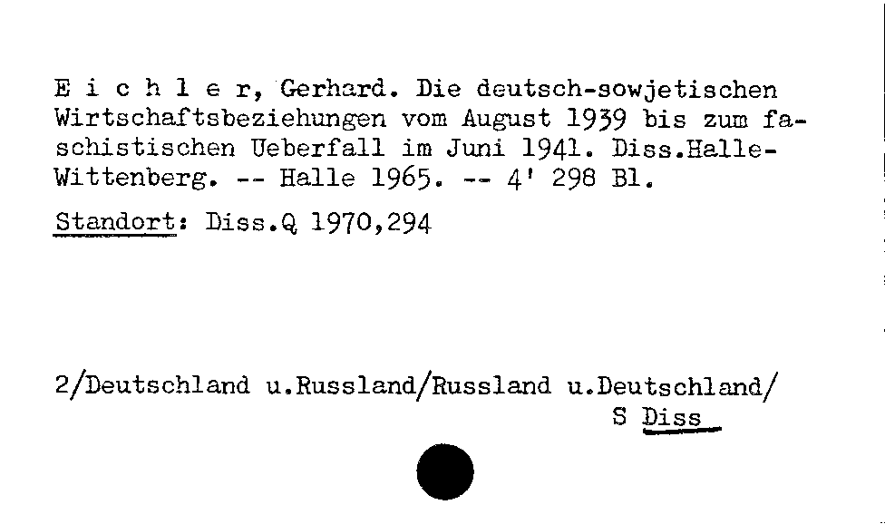 [Katalogkarte Dissertationenkatalog bis 1980]