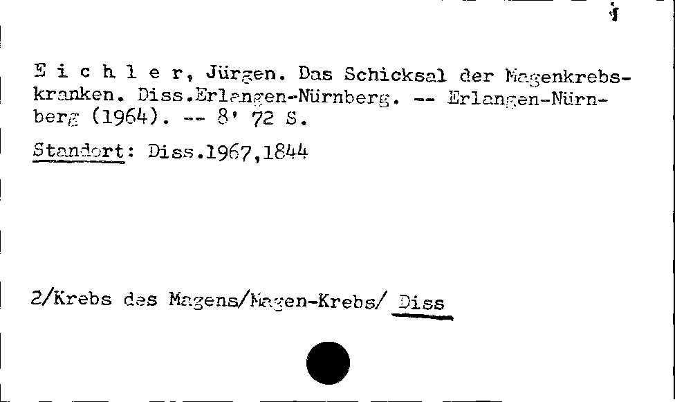 [Katalogkarte Dissertationenkatalog bis 1980]