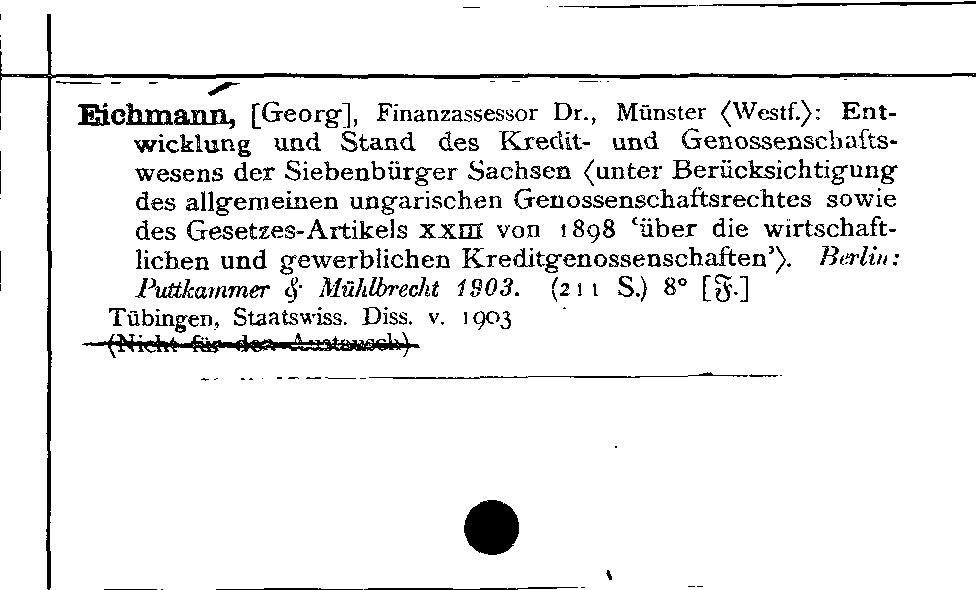 [Katalogkarte Dissertationenkatalog bis 1980]