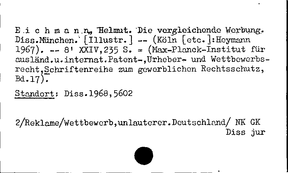 [Katalogkarte Dissertationenkatalog bis 1980]