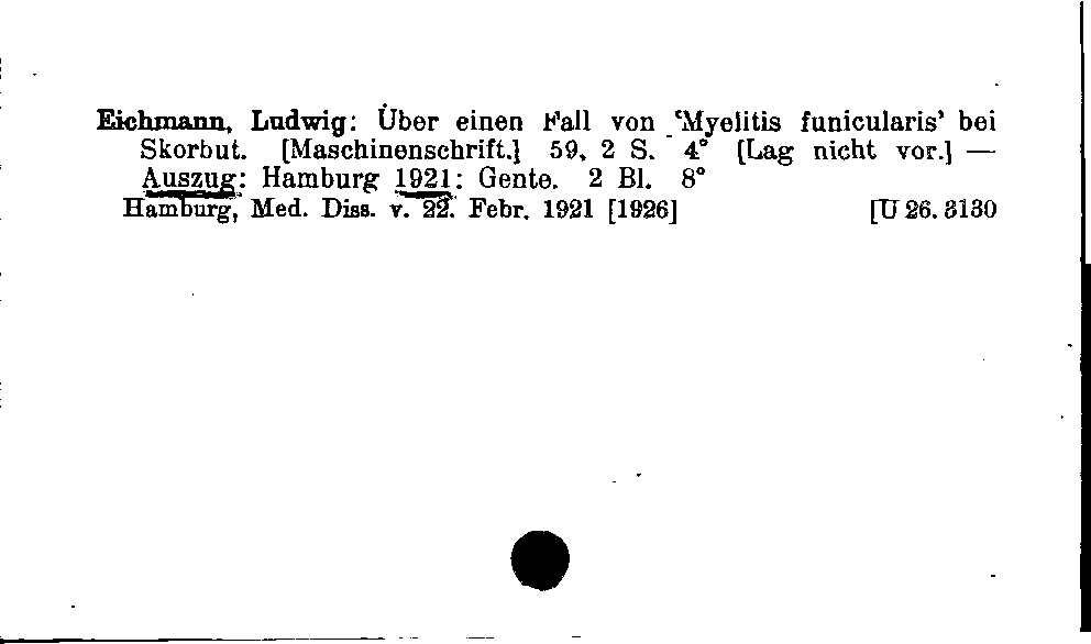 [Katalogkarte Dissertationenkatalog bis 1980]