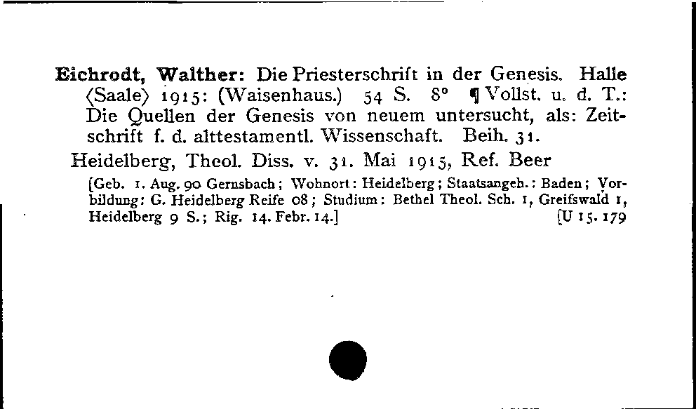 [Katalogkarte Dissertationenkatalog bis 1980]