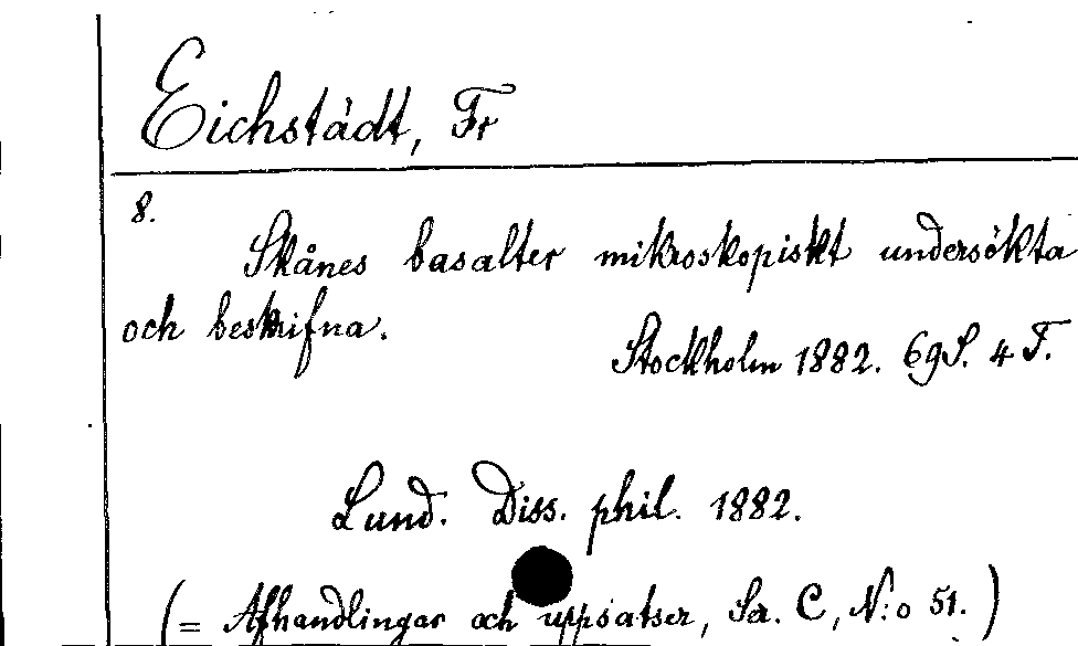 [Katalogkarte Dissertationenkatalog bis 1980]