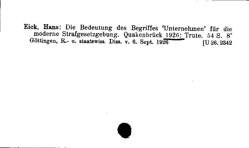 [Katalogkarte Dissertationenkatalog bis 1980]