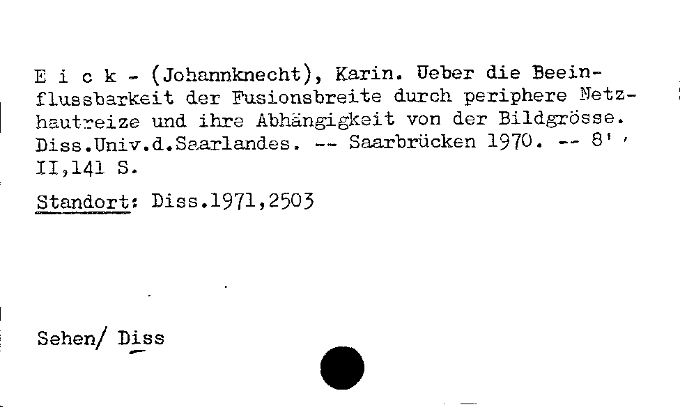[Katalogkarte Dissertationenkatalog bis 1980]