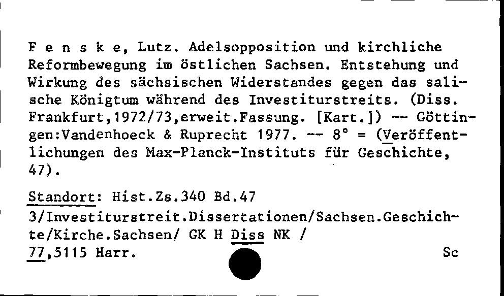 [Katalogkarte Dissertationenkatalog bis 1980]