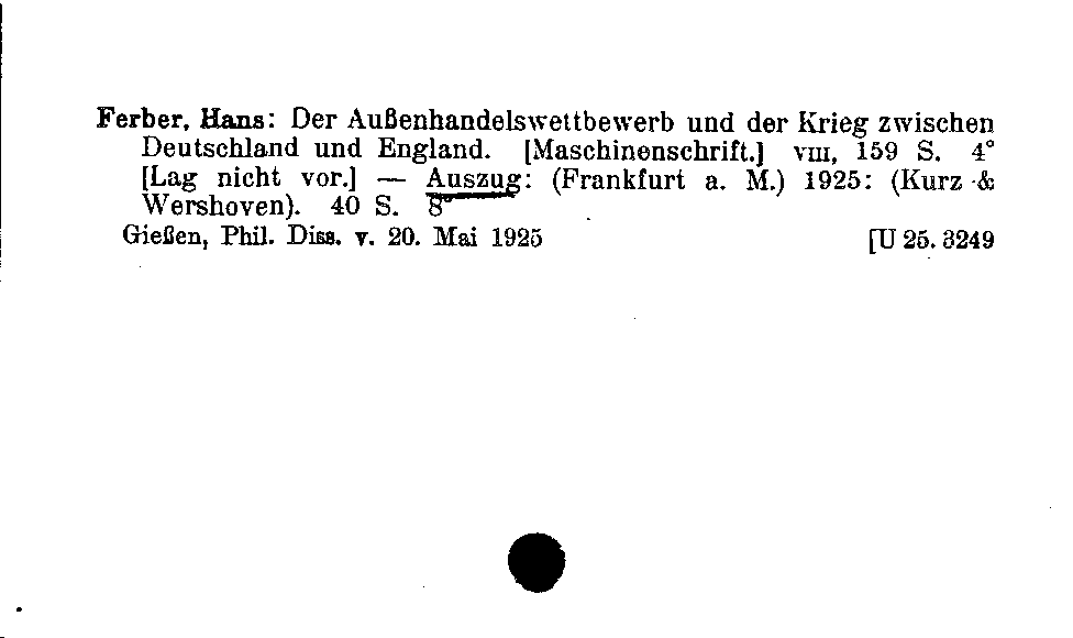 [Katalogkarte Dissertationenkatalog bis 1980]
