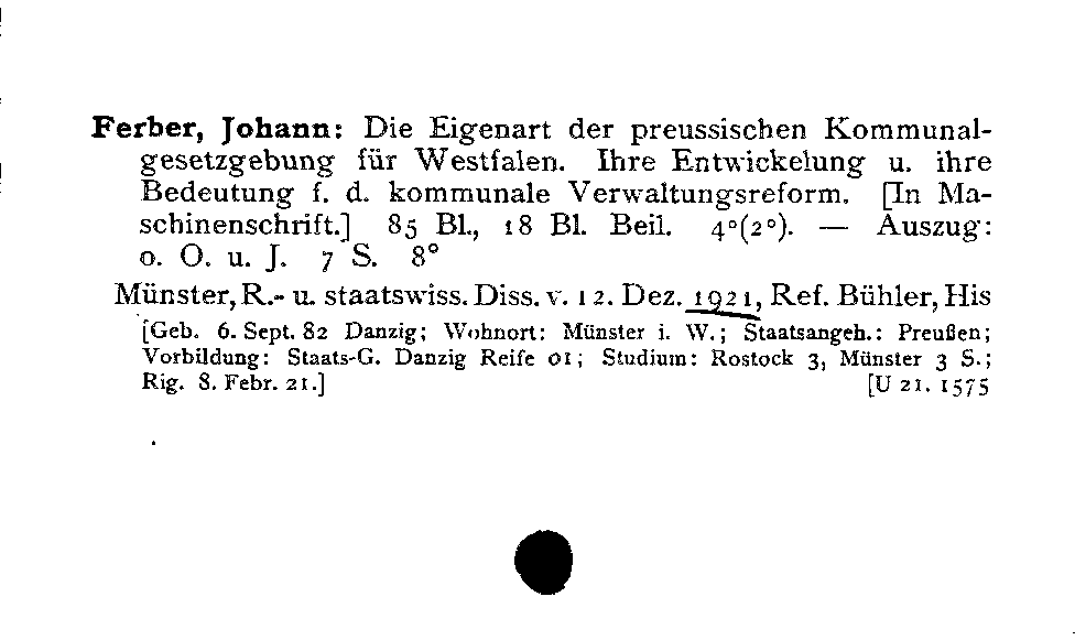 [Katalogkarte Dissertationenkatalog bis 1980]