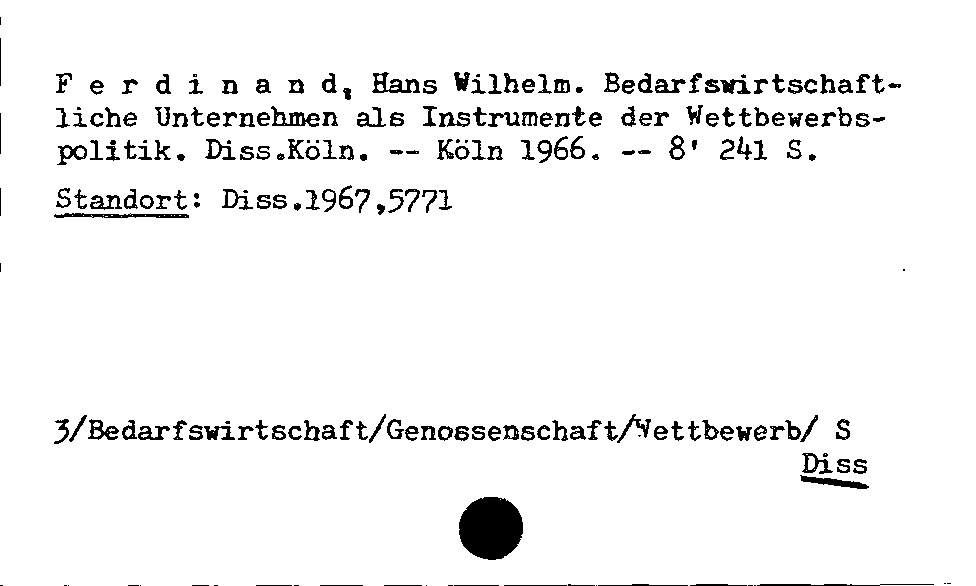 [Katalogkarte Dissertationenkatalog bis 1980]