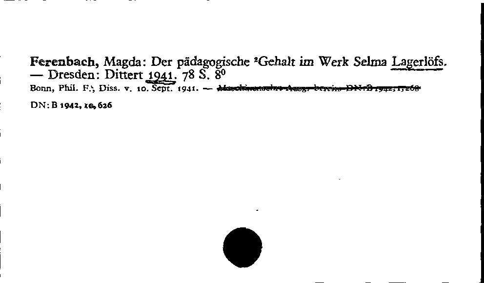 [Katalogkarte Dissertationenkatalog bis 1980]