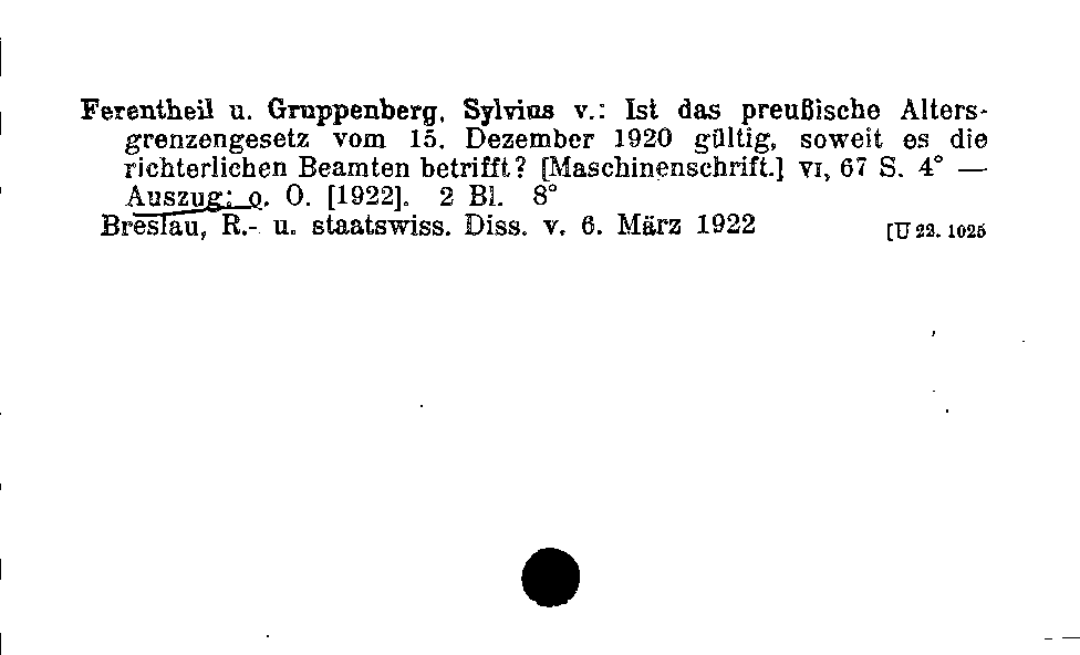 [Katalogkarte Dissertationenkatalog bis 1980]