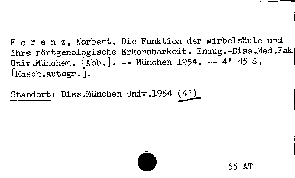 [Katalogkarte Dissertationenkatalog bis 1980]