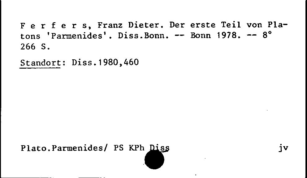 [Katalogkarte Dissertationenkatalog bis 1980]