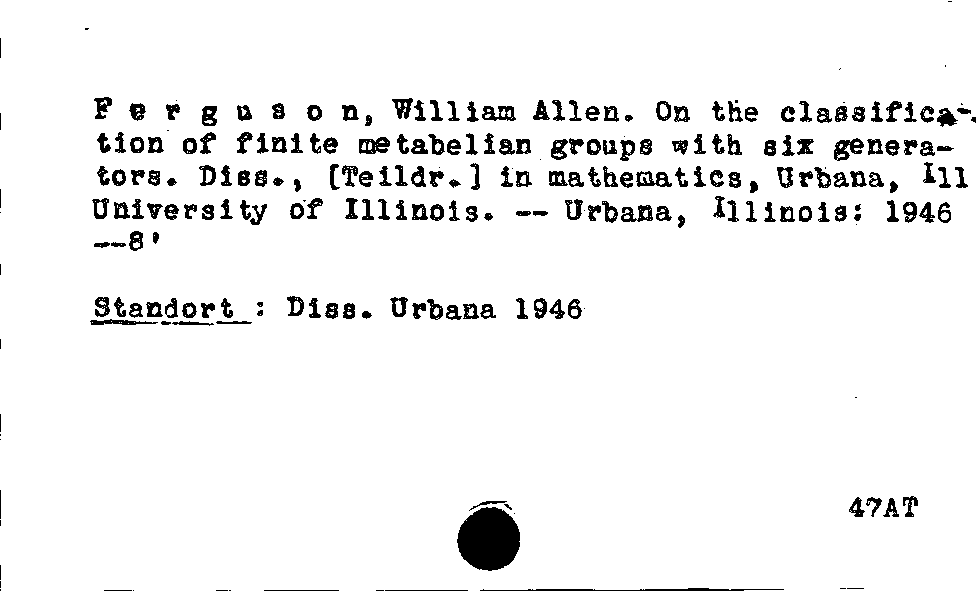 [Katalogkarte Dissertationenkatalog bis 1980]