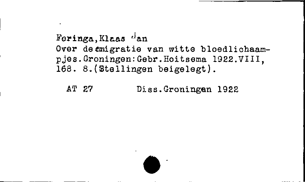 [Katalogkarte Dissertationenkatalog bis 1980]