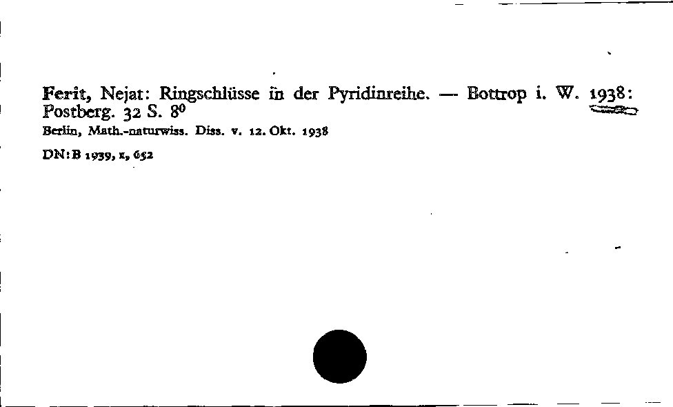 [Katalogkarte Dissertationenkatalog bis 1980]