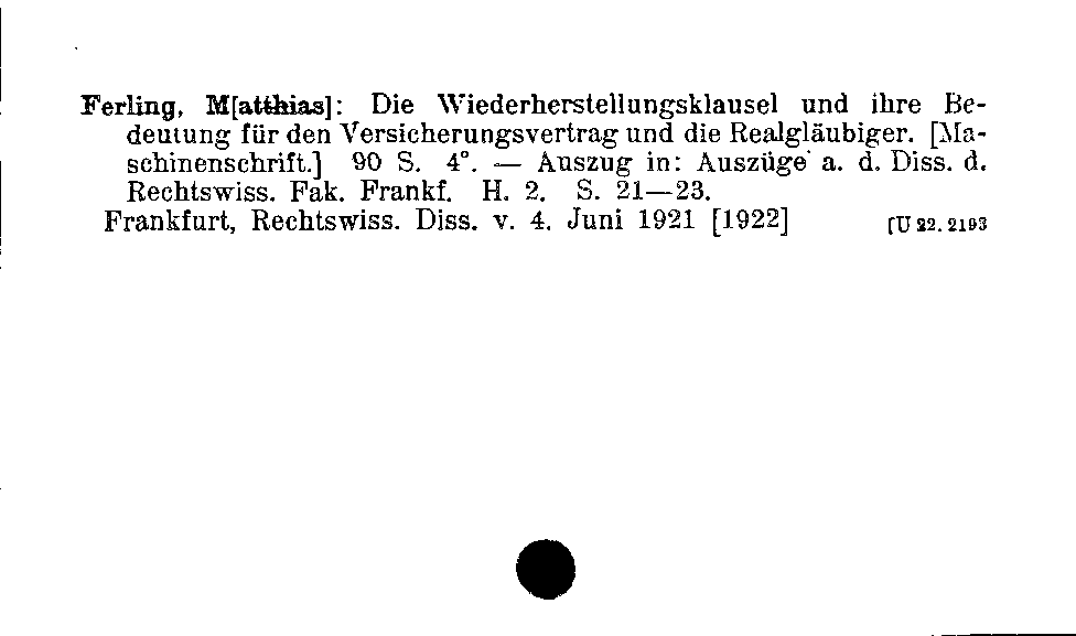 [Katalogkarte Dissertationenkatalog bis 1980]