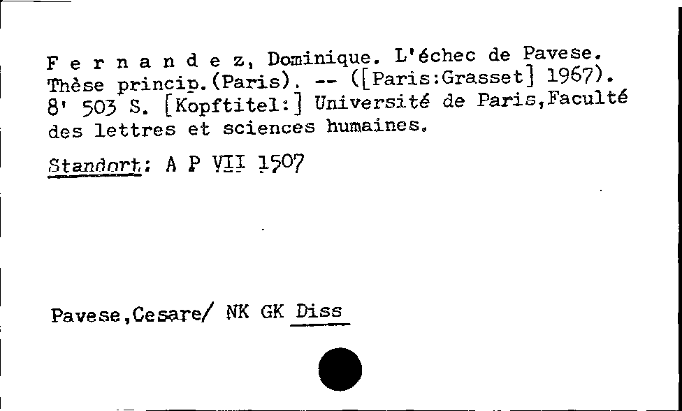 [Katalogkarte Dissertationenkatalog bis 1980]
