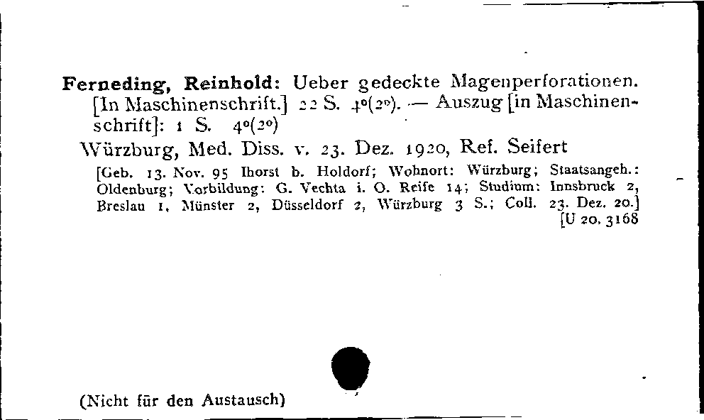 [Katalogkarte Dissertationenkatalog bis 1980]