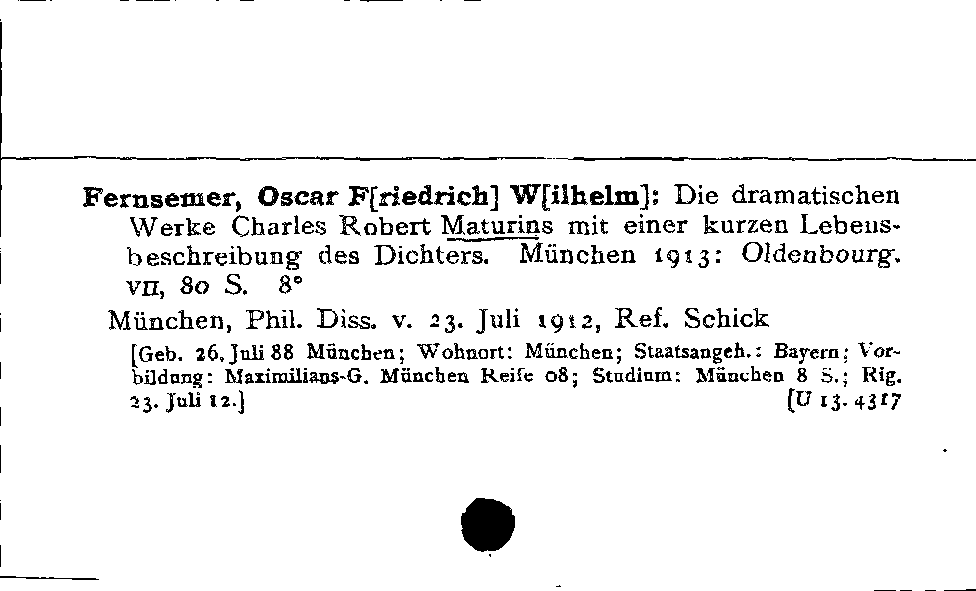 [Katalogkarte Dissertationenkatalog bis 1980]