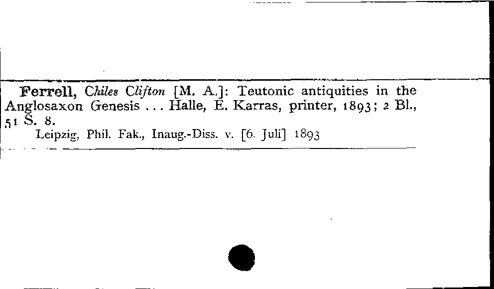[Katalogkarte Dissertationenkatalog bis 1980]