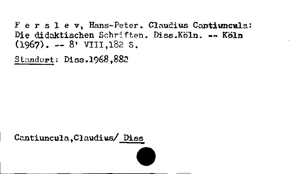 [Katalogkarte Dissertationenkatalog bis 1980]