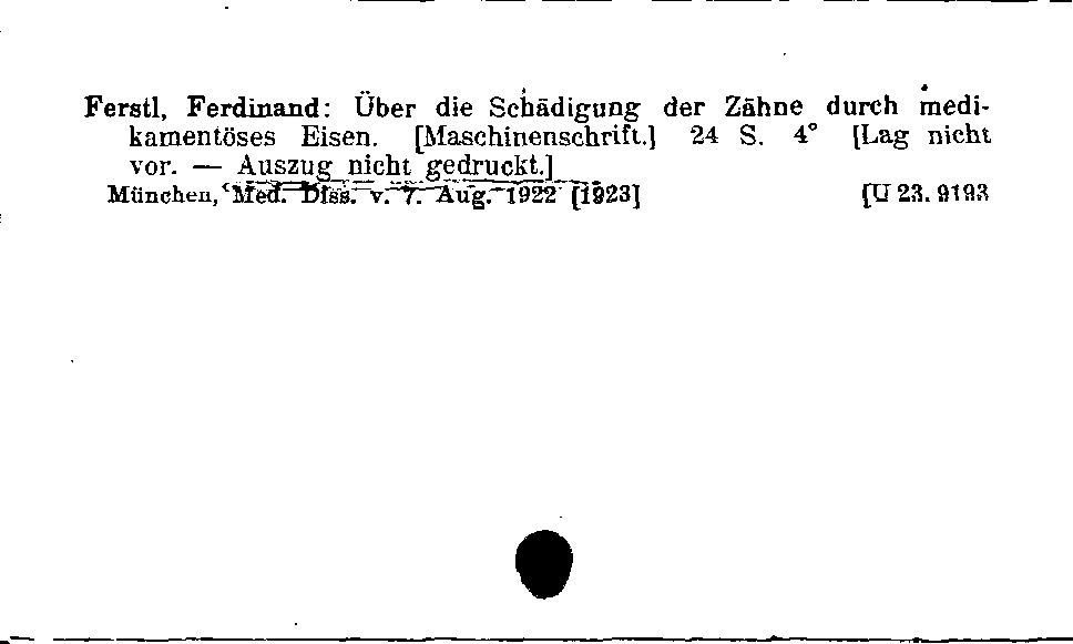 [Katalogkarte Dissertationenkatalog bis 1980]