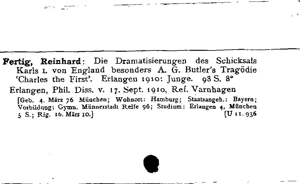 [Katalogkarte Dissertationenkatalog bis 1980]