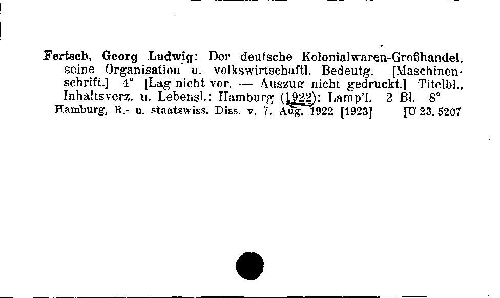 [Katalogkarte Dissertationenkatalog bis 1980]
