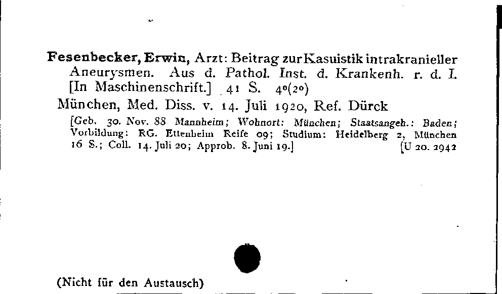 [Katalogkarte Dissertationenkatalog bis 1980]
