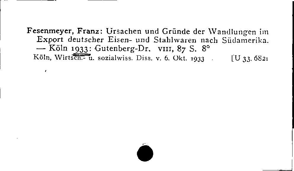 [Katalogkarte Dissertationenkatalog bis 1980]