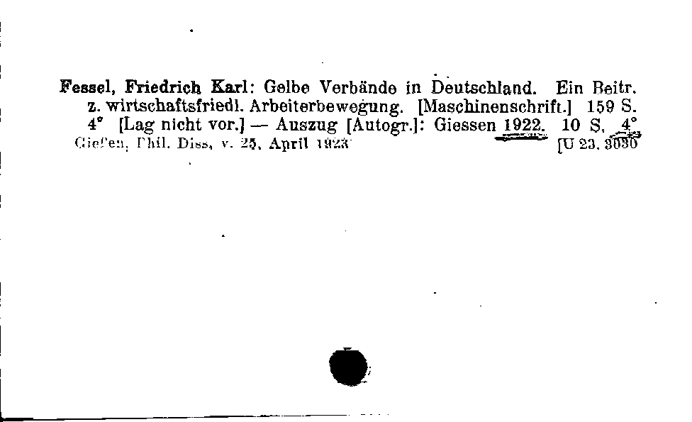 [Katalogkarte Dissertationenkatalog bis 1980]