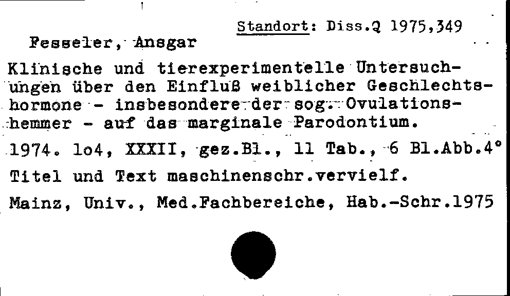 [Katalogkarte Dissertationenkatalog bis 1980]
