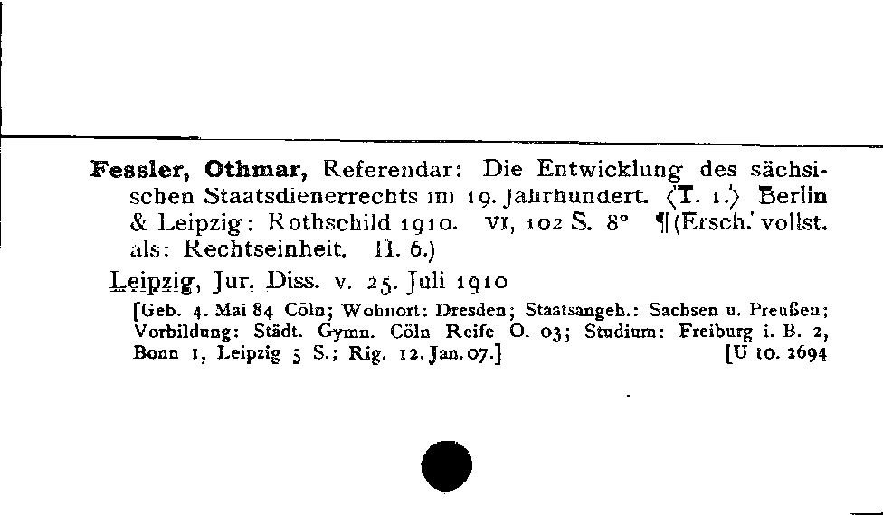 [Katalogkarte Dissertationenkatalog bis 1980]