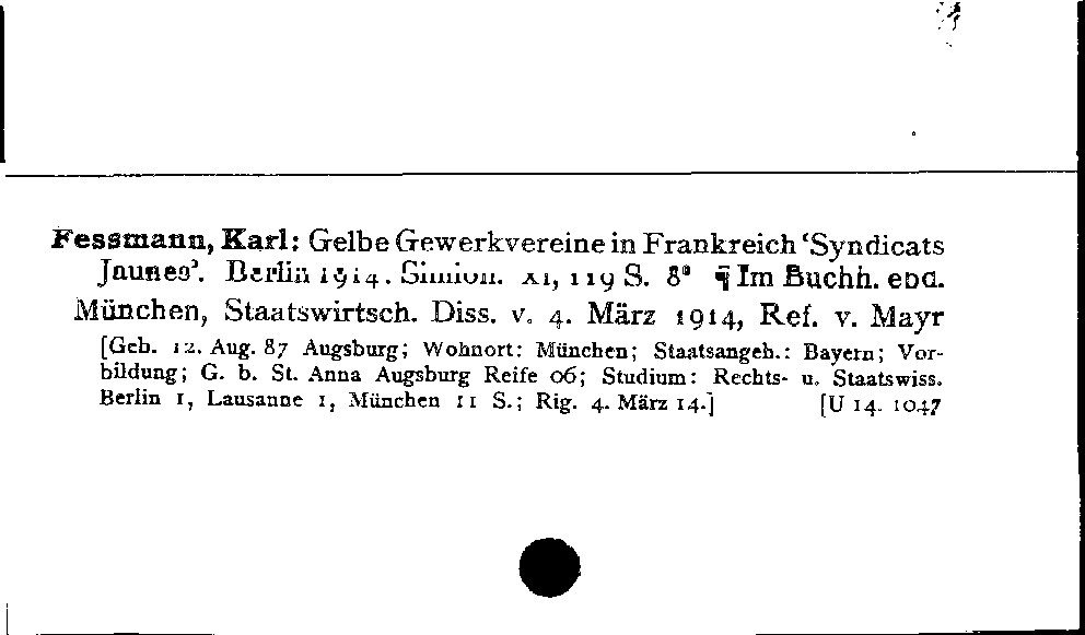 [Katalogkarte Dissertationenkatalog bis 1980]