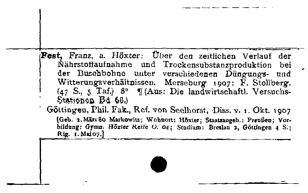 [Katalogkarte Dissertationenkatalog bis 1980]