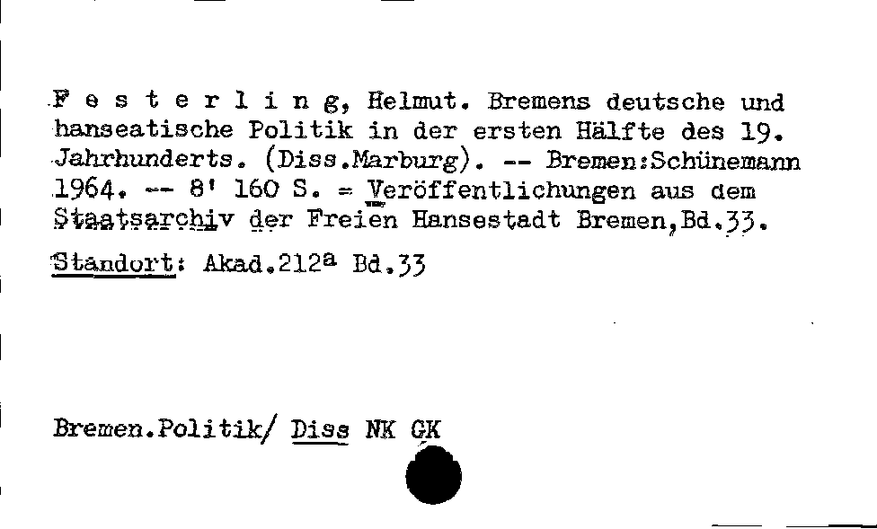 [Katalogkarte Dissertationenkatalog bis 1980]