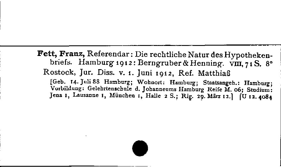 [Katalogkarte Dissertationenkatalog bis 1980]